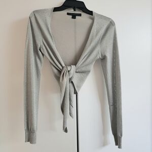 Express Silver Tie-Front Cardigan